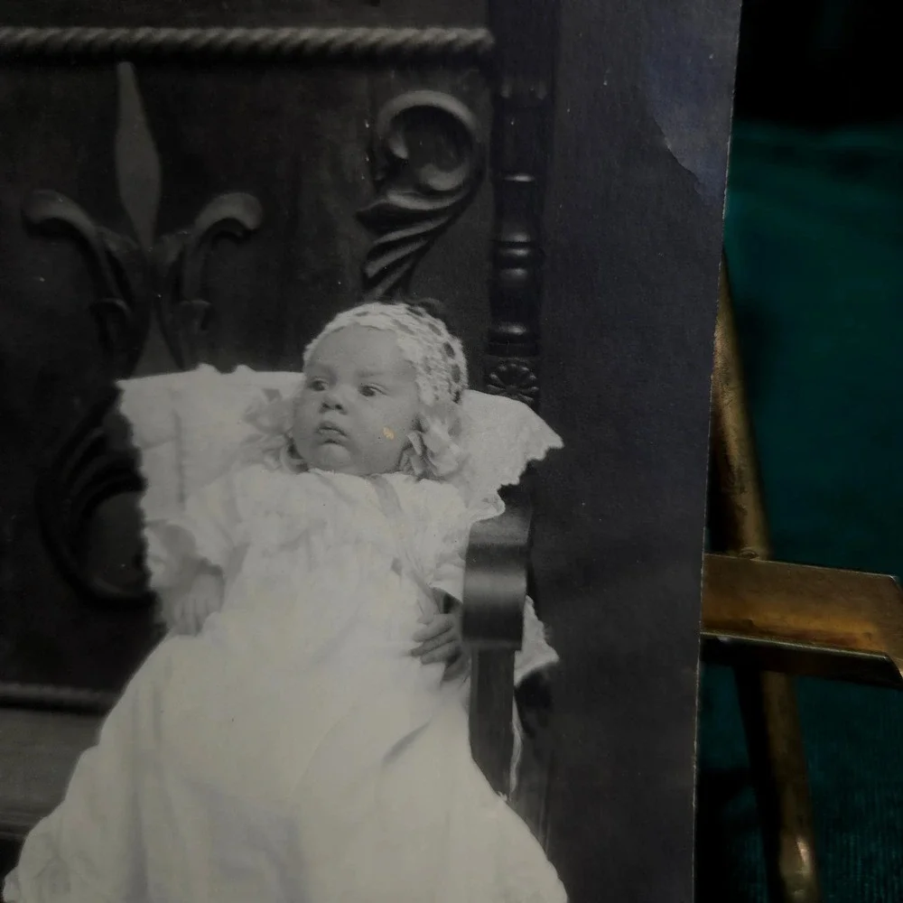 Antique RPPC Real Photo Postcard Baby Portrait Christening Gown‎